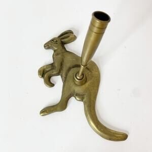 Vintage Brass Kangaroo Pen Holder Desktop Figural Down Under